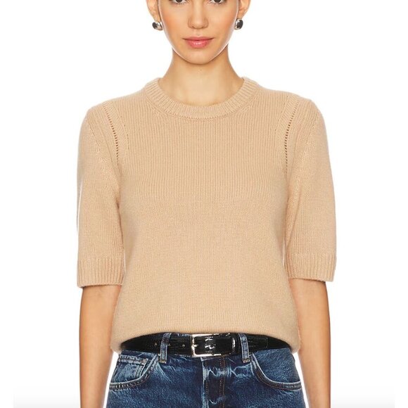 ba&sh NWOT Cachma Jumper Top in Camel Size Medium 100% Cashmere Sweater Tee - Picture 1 of 7